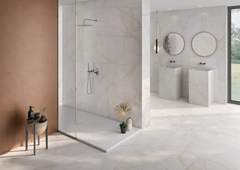 AMB_LAVABO TBS04_MARBLE DOLOMITA BLANCO MATE 120X120 R_MARBLE DOLOMITA BLANCO PULIDO 120X120 R_FEZ DEKO TERRACOTA 60X120 R_01